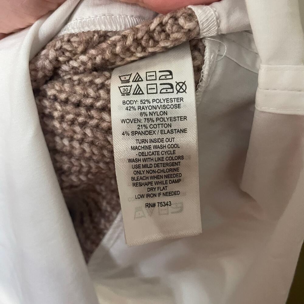 Halston Sweater with attached button up detail size small - Picture 3 of 8